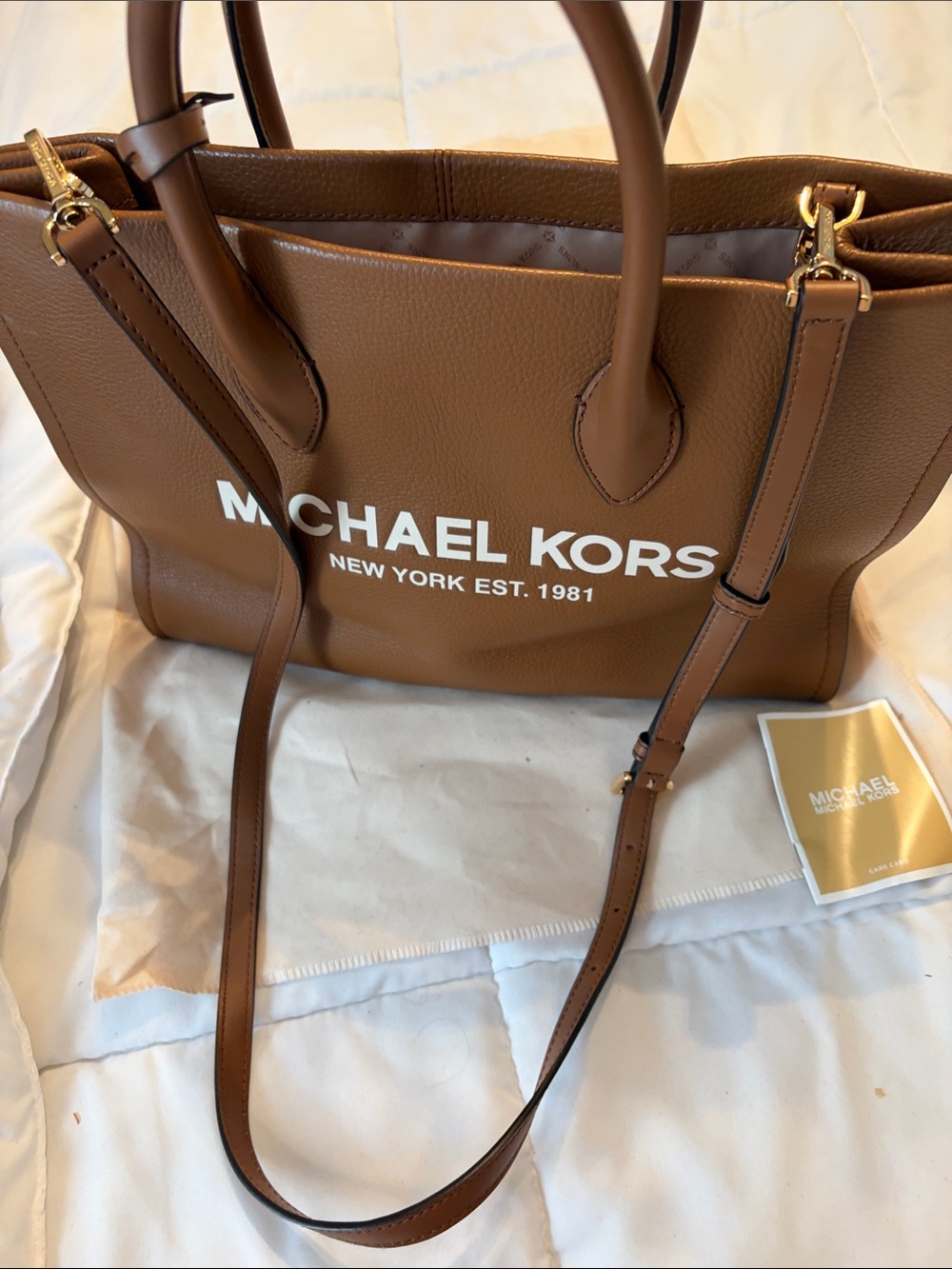 Michael Kors Tan/Brown Pebbled Leather Logo Tote